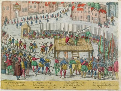 La ejecución de veinte nobles dirigentes, entre ellos los condes Egmont y Horn, por el duque de Alva en Bruselas de Zacharias (school of) Dolendo