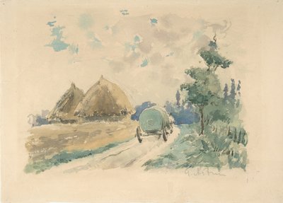 Paisaje con carro y montones de heno, ca. 1869-70 de Zacharie Astruc