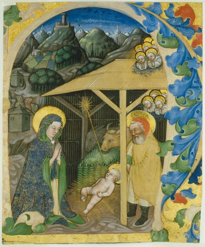 Natividad en una inicial H de Zanino di Pietro