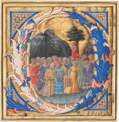 Inicial Q con una Procesión de Niños de Zanobi Strozzi