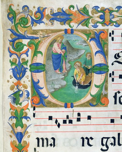El milagroso pescado, del libro de coro (detalle) de Zanobi di Benedetto Strozzi