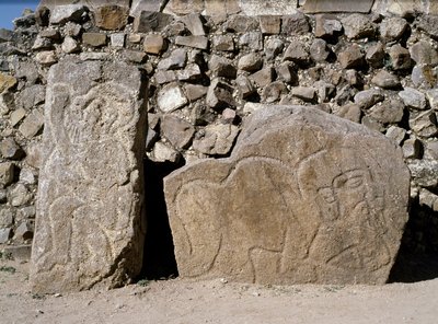 Vista de la estela de los danzantes de Zapotec Zapotec