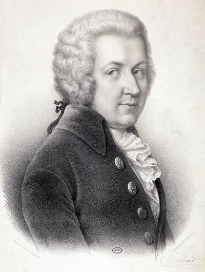 Retrato en busto de Wolfgang Amadeus Mozart (1756-1791) - por Belliard, grabado de Zephirin Felix Jean Marius Belliard