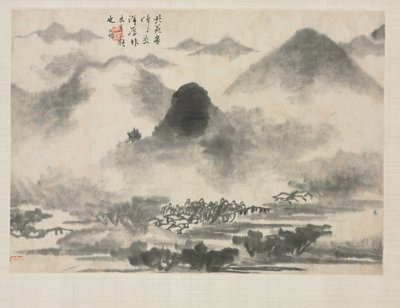 Álbum de paisajes en varios estilos: Paisaje después de Mi Fei de Zha Shibiao