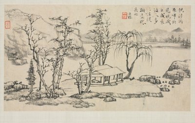 Álbum de Paisajes en Varios Estilos: Paisaje después de Ni Zan, 1684 de Zha Shibiao