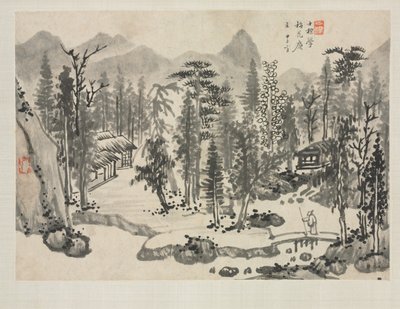 Álbum de paisajes en varios estilos: Paisaje después de Wu Zhen de Zha Shibiao