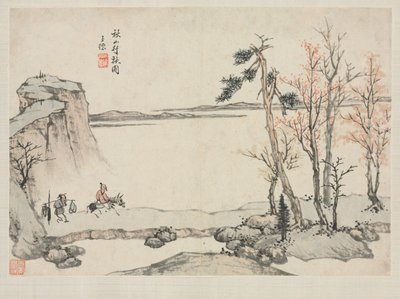 Álbum de paisajes en varios estilos: Viajando en montañas otoñales de Zha Shibiao