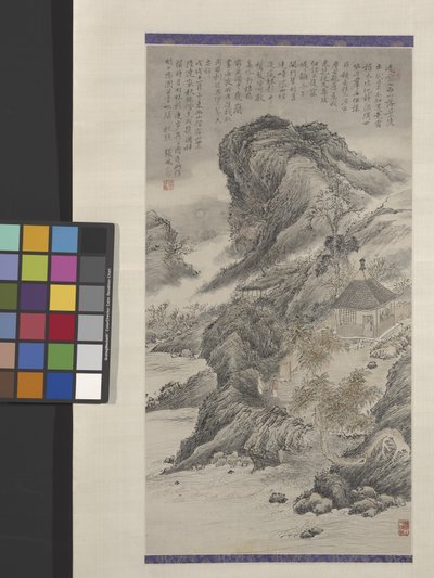 Moonlight Walk In Shadowed Woods (tinta y color sobre papel) de Zhang Feng