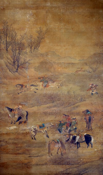 Jinete mongol persiguiendo un caballo de Zhao Mengfu Chao Meng Fu or