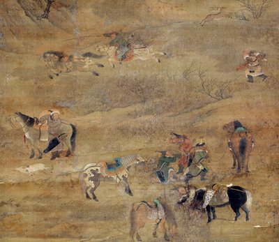 Jinete mongol persiguiendo un caballo (detalle) de Zhao Mengfu Chao Meng Fu or