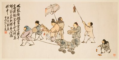 Niños Jugando en Año Nuevo de Zhen Wang