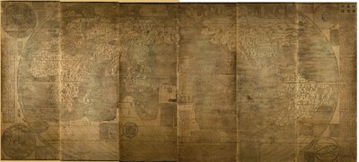 Kunyu Wanguo Quantu Un mapa de los innumerables países del mundo, 1602 de Zhong Wentao