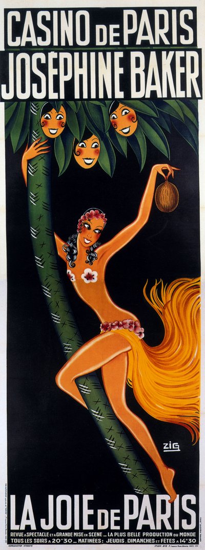 Cartel del espectáculo "La joie de Paris" con Josephine Baker 1930 de Zig (1900 1936)