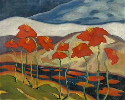 Paisaje con flores de Zolo Palugyay