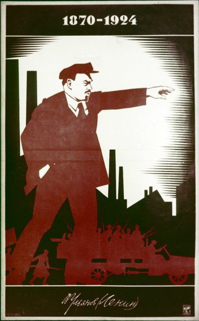 Un cartel soviético conmemorando a V. I. Lenin por A. Strakhov de Frederick (attr. to) Barnard