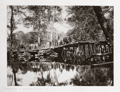 Un puente militar sobre el Chickahominy, Virginia, EE.UU., c. 1862 de Ferdinand Georg Waldmuller