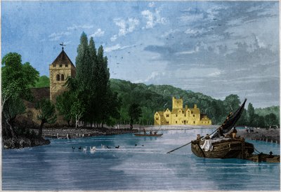 Abadía de Bisham, Comandancia de los Templarios, Conde de Berkshire. ca 1850 (grabado) de . .