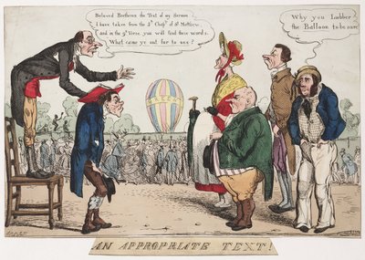 ¡Un texto apropiado!, boceto satírico de globos, c 1842 de Frederick (attr. to) Barnard