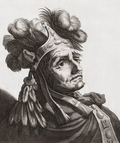 Atahualpa, último emperador de los Incas. Retrato de . .