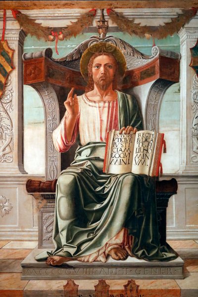 Cristo Bendiciendo, Salvador del mundo por Maestro del Cattaver de . .