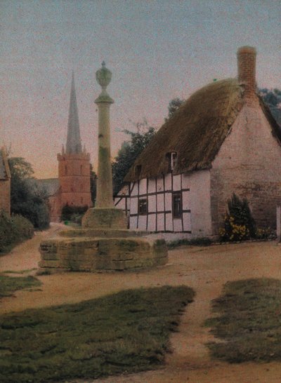 Cottage con techo de paja de Frederick (attr. to) Barnard