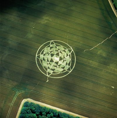 Círculo de cultivo en campo de trigo, Avebury Henge, Wiltshire, 22 de junio de 2002 de Ferdinand Georg Waldmuller