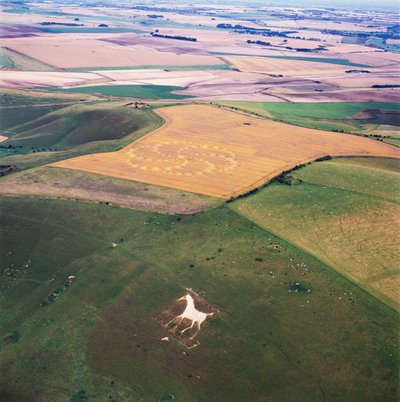 Círculo de cultivo en campo de trigo, Milk Hill, Alton Priors, Valle de Pewsey, Wiltshire de Ferdinand Georg Waldmuller