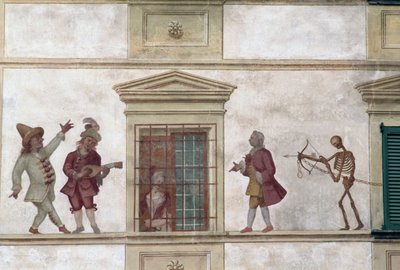 Danza de la Muerte, fresco, casa Milesi, Cassiglio, Lombardía, Italia de Georg Carl Heinrich Dollmann