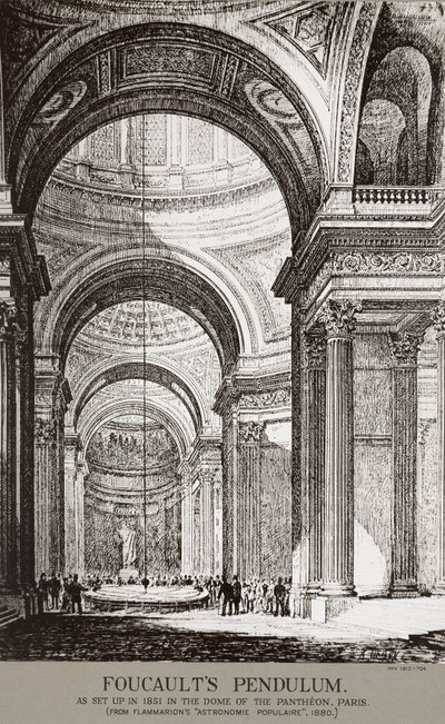 Demostración del péndulo de Foucault en el Panteón, París, Francia de Frederick (attr. to) Barnard