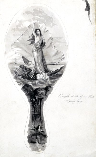 Diseño para la parte trasera de un espejo con Venus en su concha, c. 1870-1875 de Frederick (attr. to) Barnard