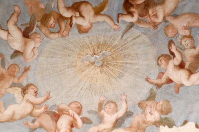 Paloma del Espíritu Santo. Fresco. La Basílica della Santissima Annunziata del Vastato. Génova. Italia. de . .