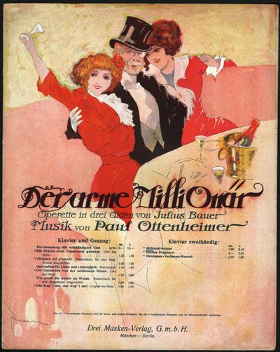 Hombre elegante rodea a mujeres bonitas en la Belle Époque. ca. 1913 (ilustración) de . .