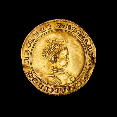 Moneda inglesa de medio soberano de oro martillado de Hippolyte Lalaise Devéria