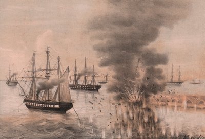 Explosión de la linterna de Ancona al lado del mar, sitio de Ancona de William Walcutt
