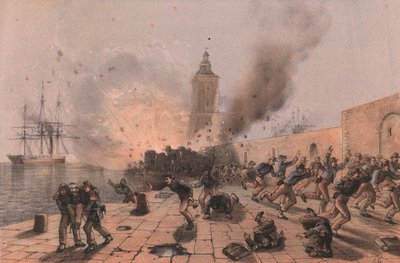 Explosión del barril de pólvora de la linterna, sitio de Ancona de William Walcutt