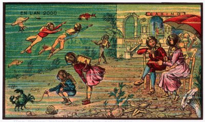 Vacaciones familiares bajo el océano, c.1910 de . .