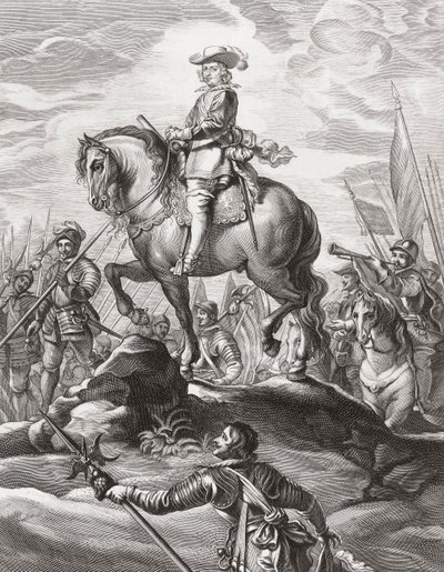 Fernando de Austria liderando tropas sobre los Alpes, julio 1634 de . .