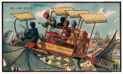 Autobús volador en París, c.1910 de . .