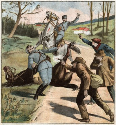 Gendarmes atacados de Ferdinand Georg Waldmuller