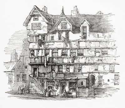 Casas en la Calle Alta, Edimburgo, Escocia de . .