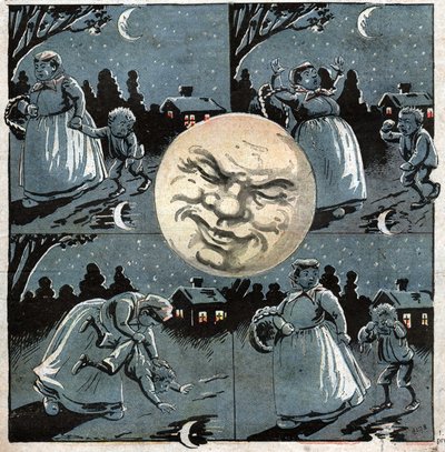 La luna en un charco de Ferdinand Georg Waldmuller