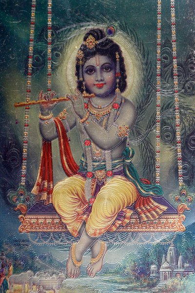 Señor Krishna con flauta. Dios hindú de . .