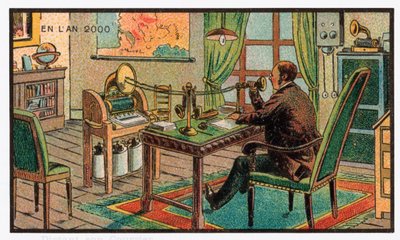 Grabación de correo en un gramófono, c.1910 de . .