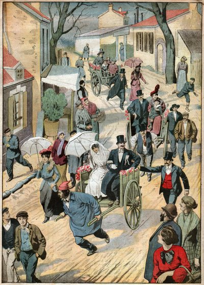 Boda en carreta de mano de Ferdinand Georg Waldmuller