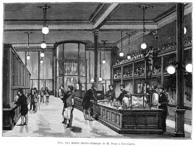Taller eléctrico del Sr. Swan en Newcastle-Upon-Tyne de Frederick (attr. to) Barnard