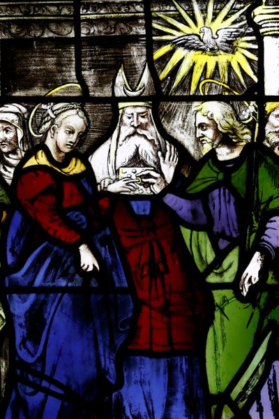 Museo de la Catedral de Milán. Vidriera. Matrimonio de la Virgen con José. Siglo XVI. Italia. de . .