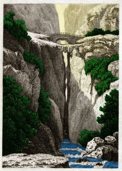 Puentes Naturales de Icononzo, Colombia. ca. 1840 (grabado) de . .