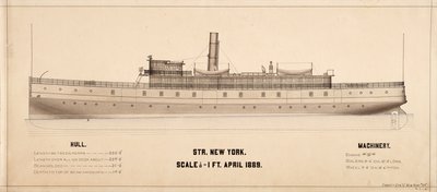 Planes del barco de vapor Nueva York (1889) de . .