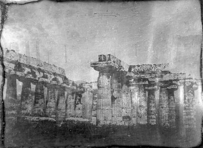 Paestum, el interior de la Basílica desde el ángulo suroeste, 29 de mayo de 1841 de Frederick (attr. to) Barnard