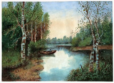 Estanque con un bote, ca 1930 de . .